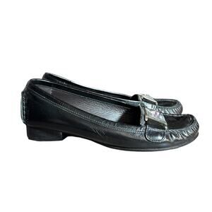 Stuart Weitzman Black Patent Rhinestone Loafers - Size 8